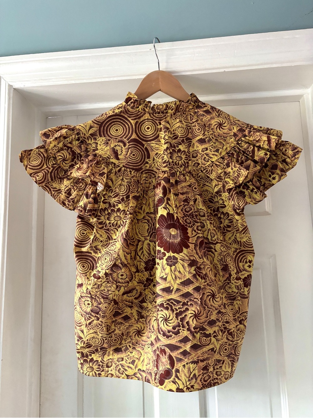 Ulla Johnson Letty Ruffle Short Sleeve Blouse Amber Top Size 2 | XS - Picture 10 of 16